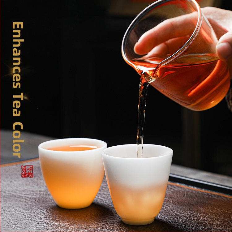 Ceașcă de ceai din porțelan, lucrată manual, stil chinezesc nou, marca Carved Jade Porcelain, pentru uz personal