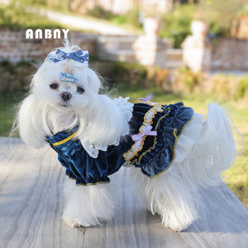 Amber Lolita haljina za malteškog šteneta – odjeća za kućne ljubimce od poliestera, stil Japana i Južne Koreje