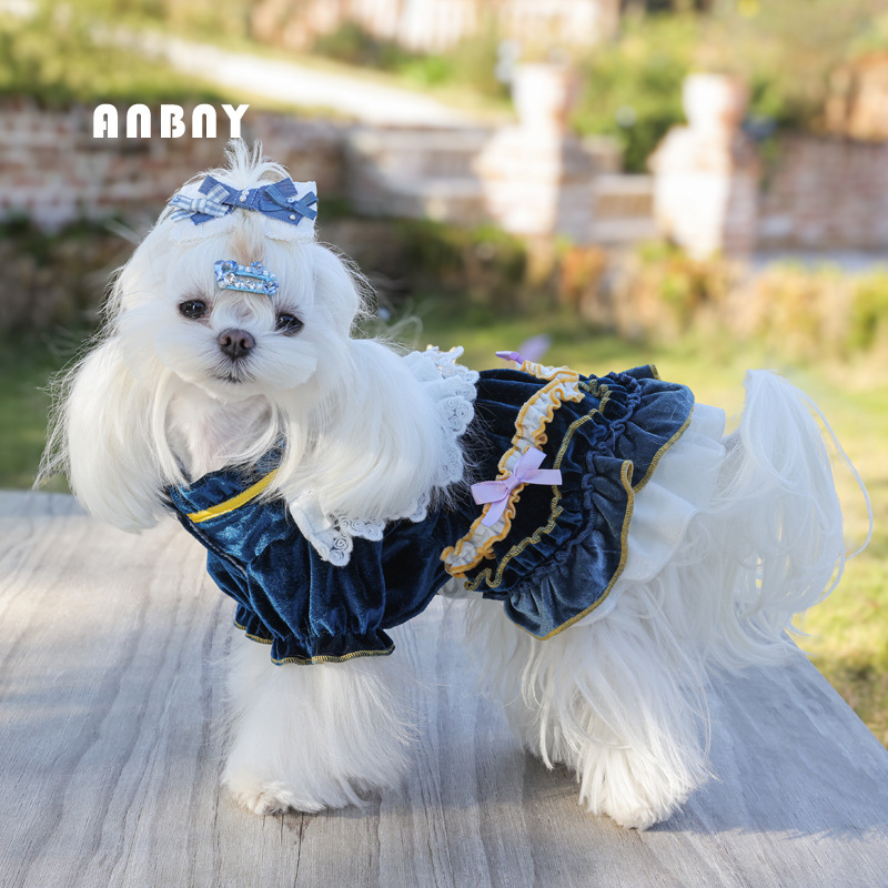 Amber Lolita haljina za malteškog šteneta – odjeća za kućne ljubimce od poliestera, stil Japana i Južne Koreje