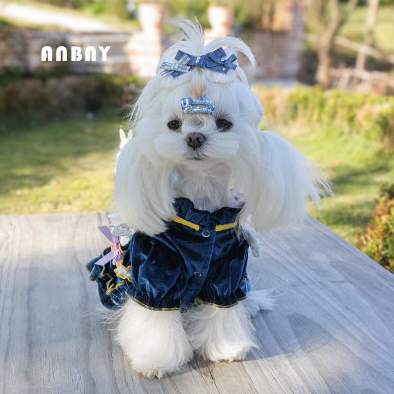 Amber Lolita haljina za malteškog šteneta – odjeća za kućne ljubimce od poliestera, stil Japana i Južne Koreje