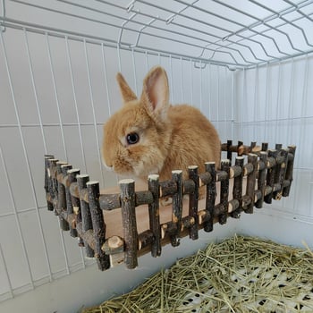 Totoro tematska drvena hamak igračka za zečeve i glodavce, dizajn s jabukovim granama i ograda-nest, platforma