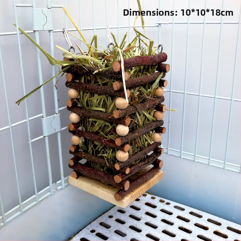 Drveni stalak za travu od jabukova drveta za Totoro