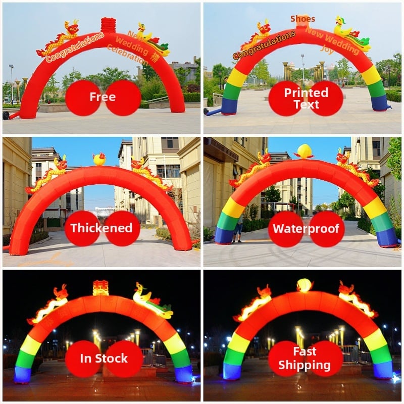 Vjenčani nafukljivi luk sa svjetlom – motiv Drak i Feniks, Oxford tkanina, pakiranje u torbu, LGQ/M marka, za vjenčanja