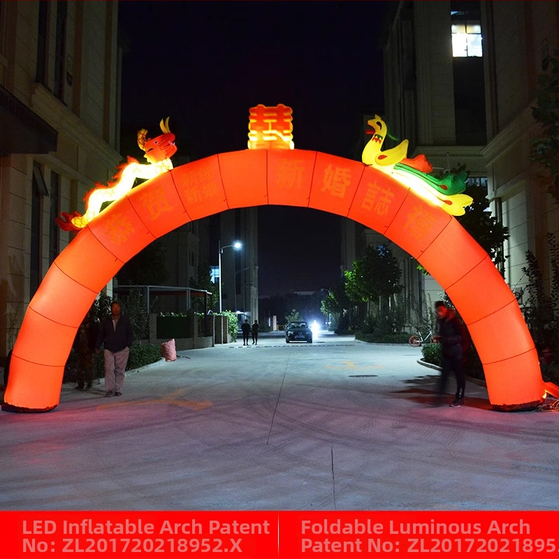 Vjenčani nafukljivi luk sa svjetlom – motiv Drak i Feniks, Oxford tkanina, pakiranje u torbu, LGQ/M marka, za vjenčanja