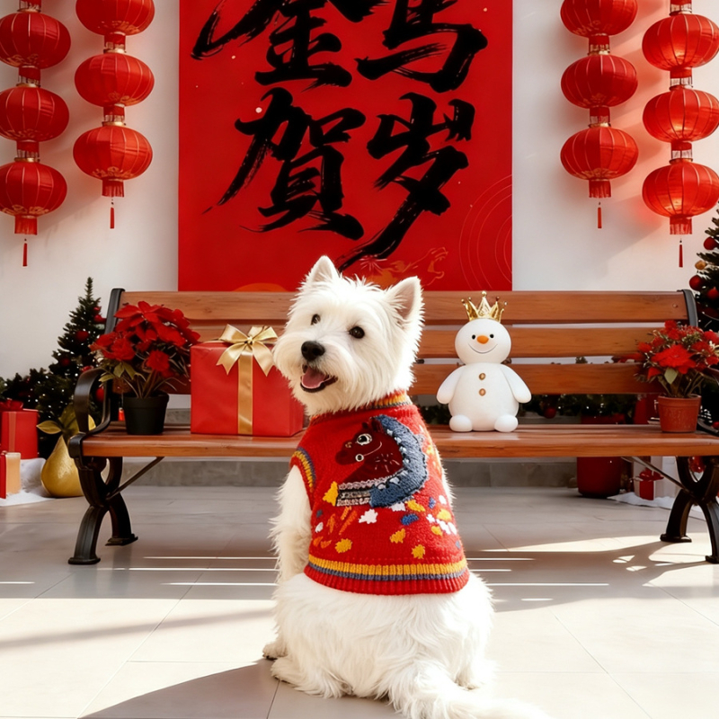 Džemper za pse - poliester, crtani stil, brend Muda Shichuang, zima/jesen, model 003