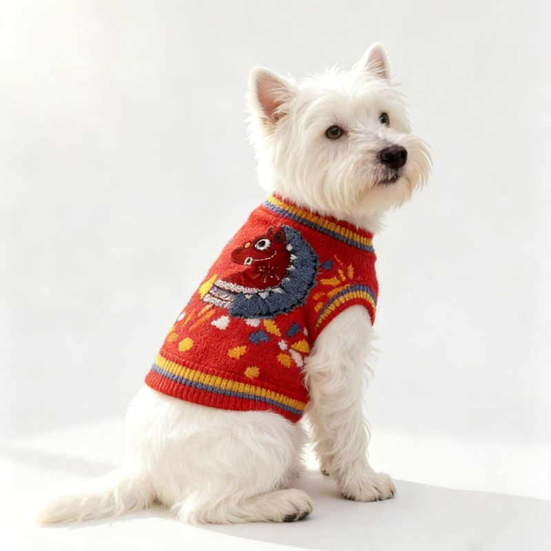 Džemper za pse - poliester, crtani stil, brend Muda Shichuang, zima/jesen, model 003