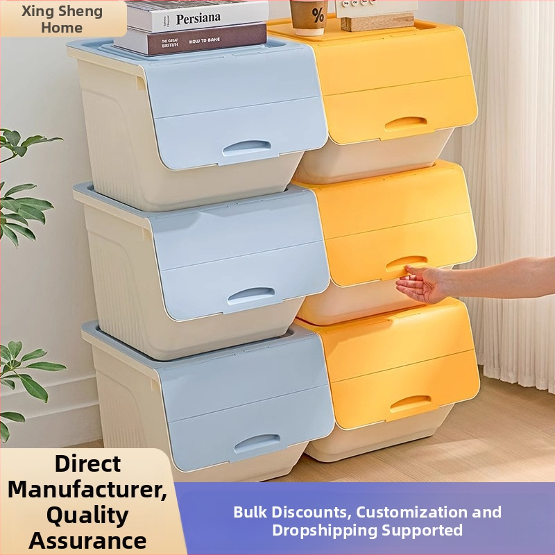 Box na skladovanie s predným otvorom pre domácnosť — veľká kapacita, PP plast, 100% nový materiál, viacúčelový pre hračky, knihy a oblečenie, prachu odolný a vlhkosť odolný
