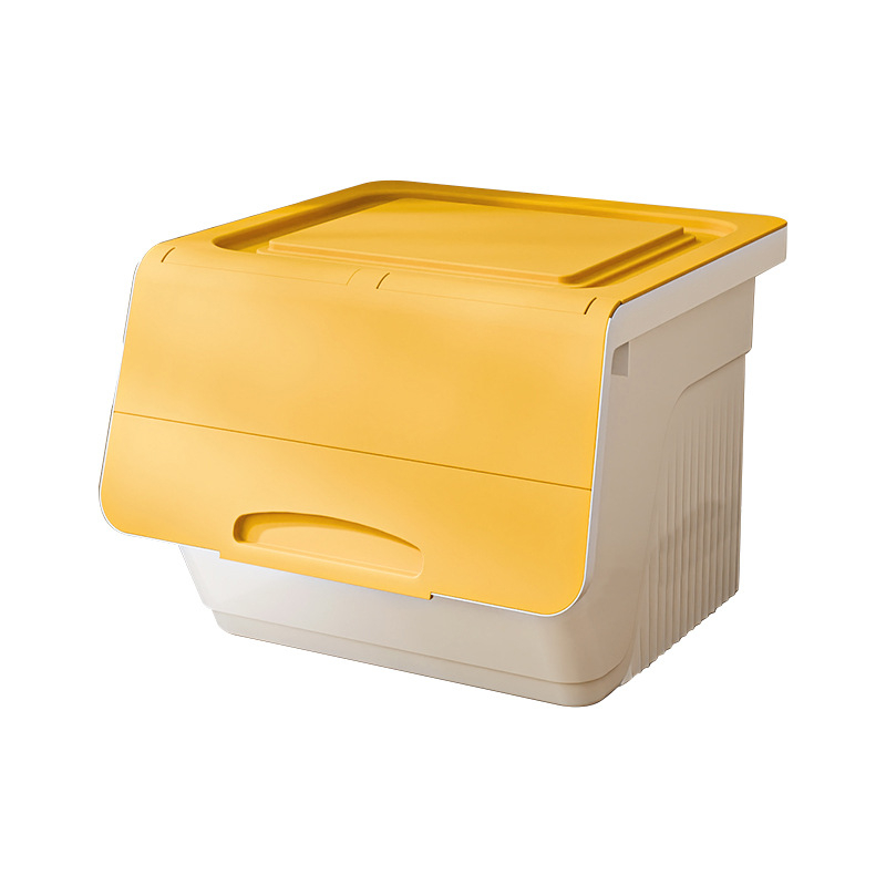 Előre nyíló háztartási tároló doboz — nagy kapacitású, PP-plasztik, 100% új anyag, többfunkciós a játékok, könyvek és ruhák számára, por- és nedvességálló