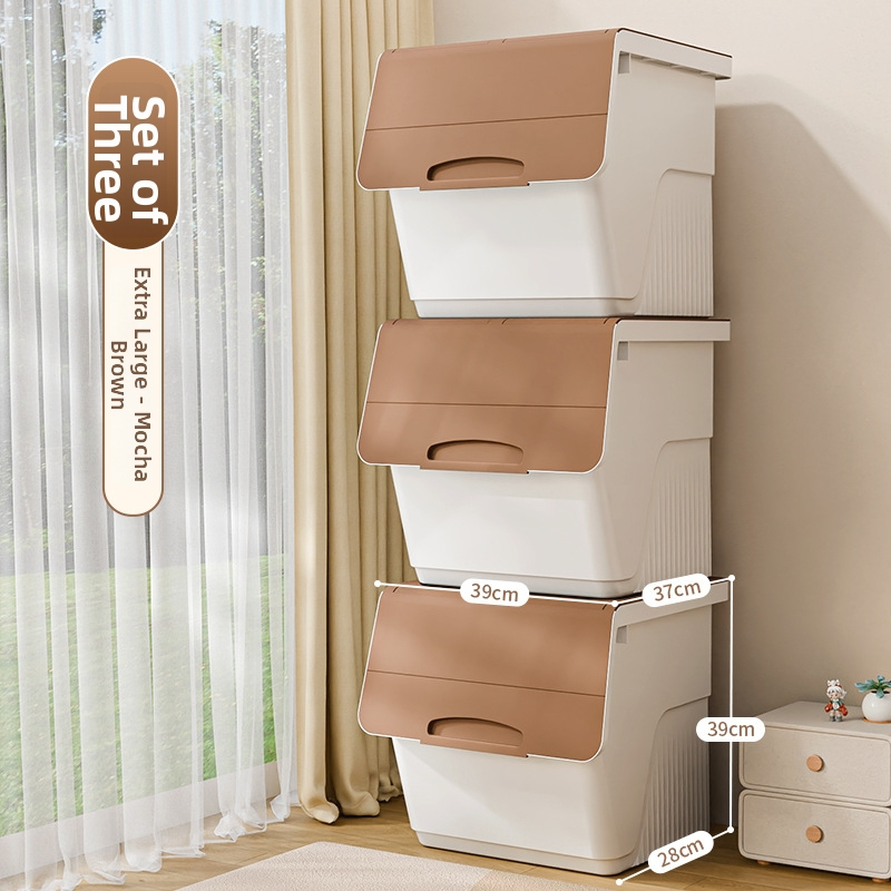 Box na skladovanie s predným otvorom pre domácnosť — veľká kapacita, PP plast, 100% nový materiál, viacúčelový pre hračky, knihy a oblečenie, prachu odolný a vlhkosť odolný