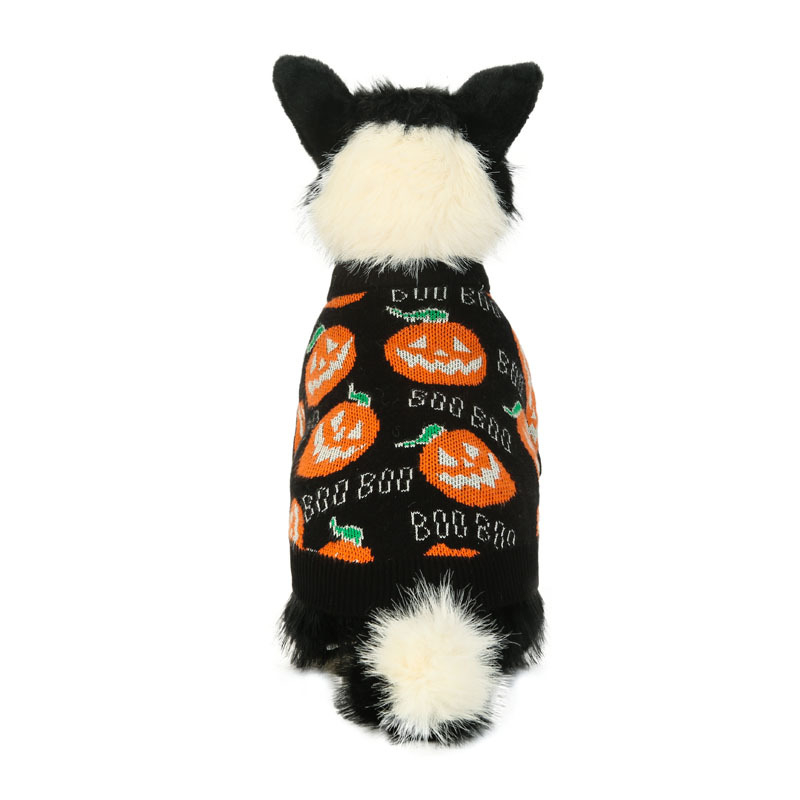 Pulover za kućne ljubimce s Halloween uzorkom — poliesterski, ležerni stil, za pse i mačke