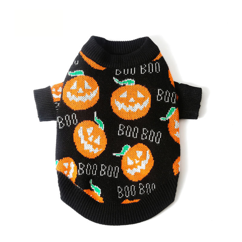 Pulover za kućne ljubimce s Halloween uzorkom — poliesterski, ležerni stil, za pse i mačke