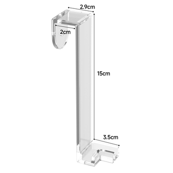 Akvarisztikai felszerelés: műanyagból készült negatív nyomású hengert rögzítő rendszer, átlátszó derékszögű tartó és függesztő keret; tömeg 35 g, termékkód 5051, márka Plastic qianyao