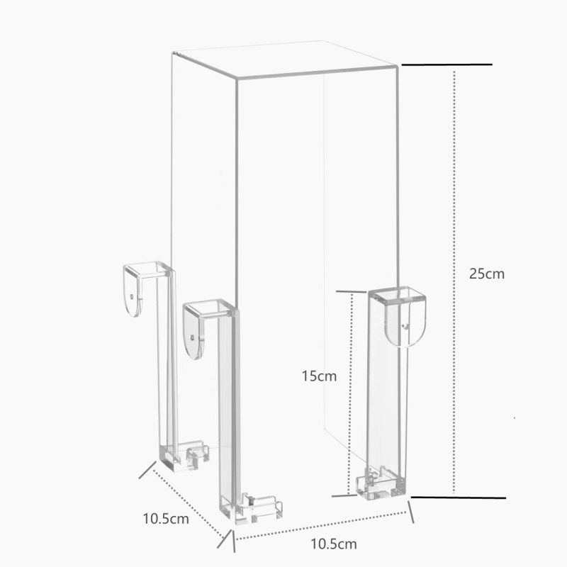 Akvarisztikai felszerelés: műanyagból készült negatív nyomású hengert rögzítő rendszer, átlátszó derékszögű tartó és függesztő keret; tömeg 35 g, termékkód 5051, márka Plastic qianyao