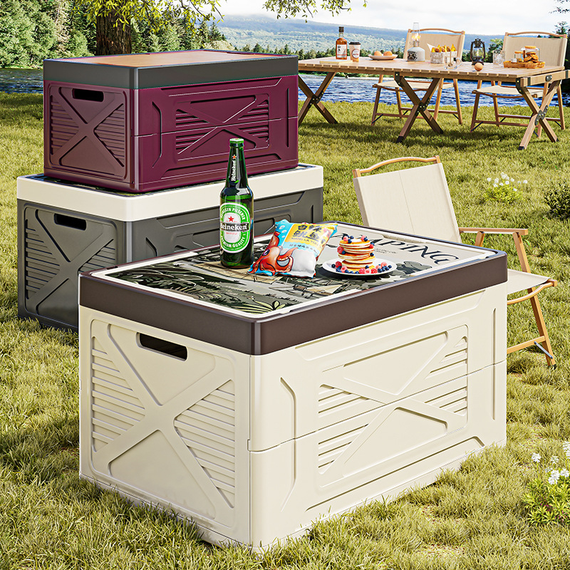 Összecsukható PP műanyag tároló doboz kempingezéshez és háztartási használatra — nagy kapacitás, hordozható, por- és nedvességálló, autócsomagtartóhoz alkalmas