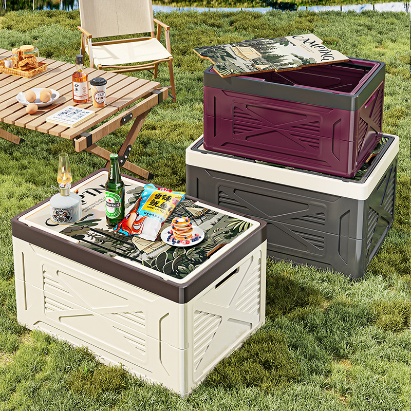 Összecsukható PP műanyag tároló doboz kempingezéshez és háztartási használatra — nagy kapacitás, hordozható, por- és nedvességálló, autócsomagtartóhoz alkalmas