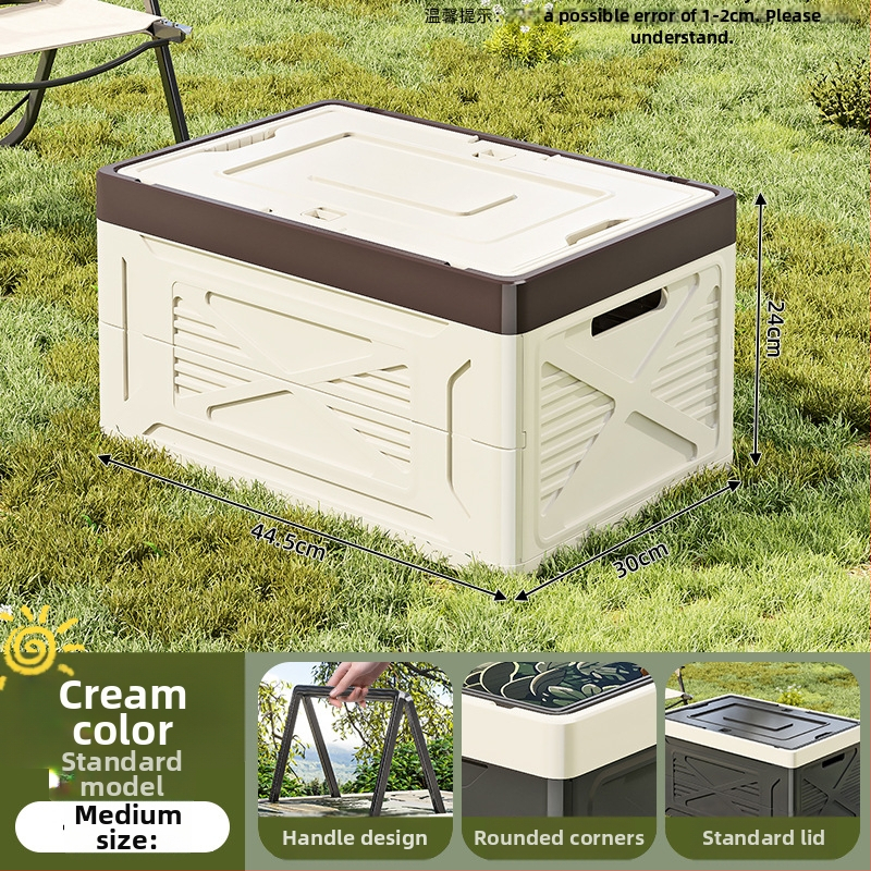 Skladací PP plastový box na skladovanie pre kempovanie a domáce použitie — veľká kapacita, prenosný, odolný voči prachu a vlhkosti, vhodný do kufra auta
