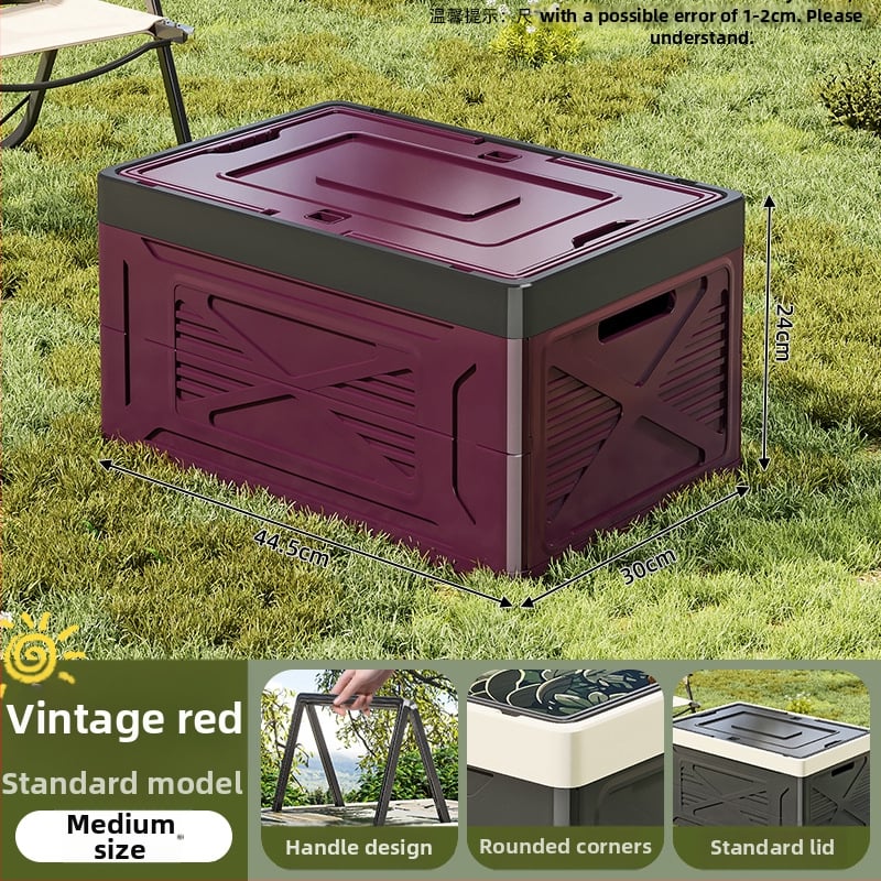 Skladací PP plastový box na skladovanie pre kempovanie a domáce použitie — veľká kapacita, prenosný, odolný voči prachu a vlhkosti, vhodný do kufra auta