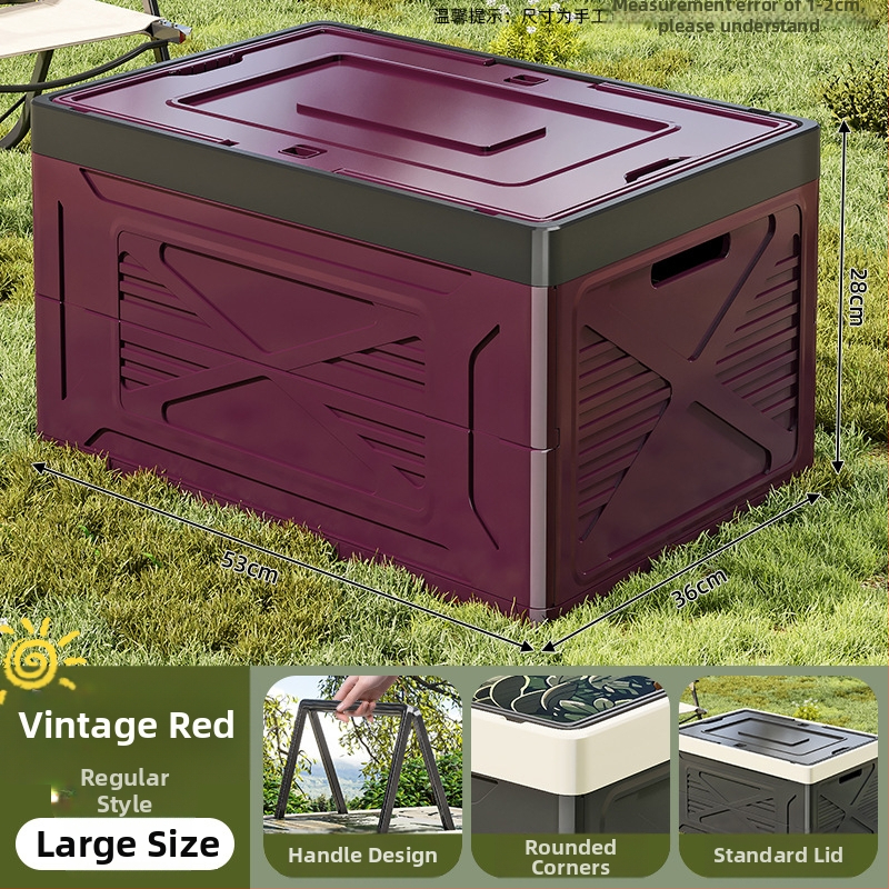 Skladací PP plastový box na skladovanie pre kempovanie a domáce použitie — veľká kapacita, prenosný, odolný voči prachu a vlhkosti, vhodný do kufra auta