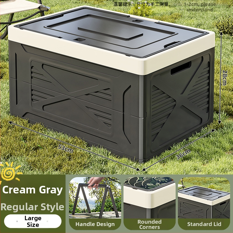 Skladací PP plastový box na skladovanie pre kempovanie a domáce použitie — veľká kapacita, prenosný, odolný voči prachu a vlhkosti, vhodný do kufra auta