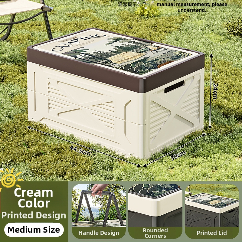 Skladací PP plastový box na skladovanie pre kempovanie a domáce použitie — veľká kapacita, prenosný, odolný voči prachu a vlhkosti, vhodný do kufra auta