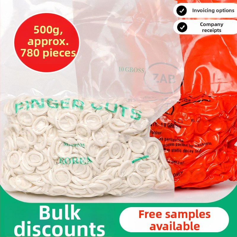 Jednorázové latexové návleky na prsty, antistatické, protišmykové, biele, hrúbka 0,11 mm, dĺžka 6–7 cm, balenie 500 g