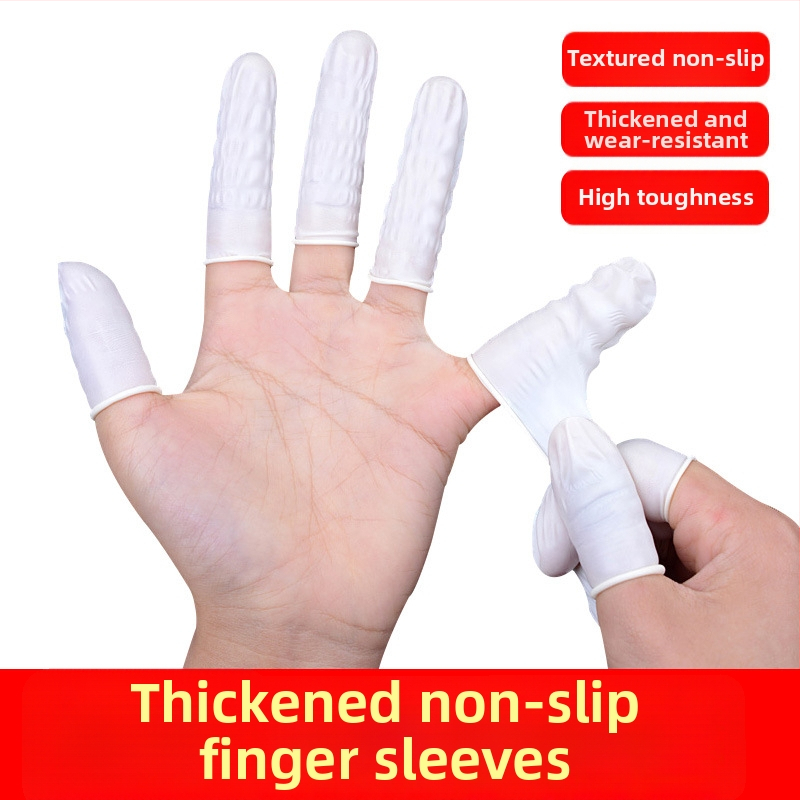 Jednorázové latexové návleky na prsty, antistatické, protišmykové, biele, hrúbka 0,11 mm, dĺžka 6–7 cm, balenie 500 g