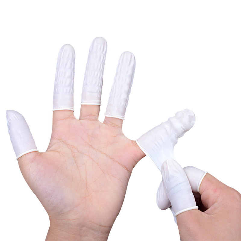 Jednokratne latex navlake za prste, antistatične, neklizajuće, bijele, debljina 0,11 mm, duljina 6–7 cm, pakiranje 500 g