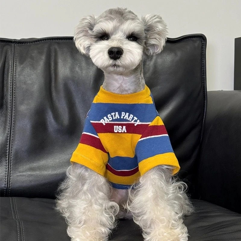 Kisállat ruha – nyári könnyű csíkos dizájn kis testű kutyáknak (Anyag: Poliészter; Eredet: Guangdong; Importált: Nem; Kategória: Kisállat ruházat; Stílus: Szabadidő; Nem: Általános)