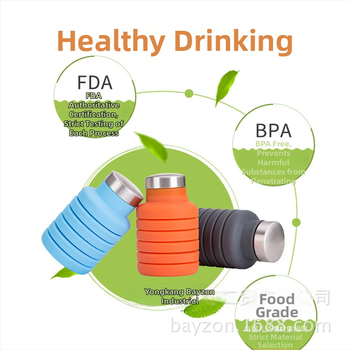 Bayzon Sticlă de apă sport cu capac retractabil și pliabil – pentru activități în aer liber; imprimare logo disponibilă; personalizare posibilă; plastic PP