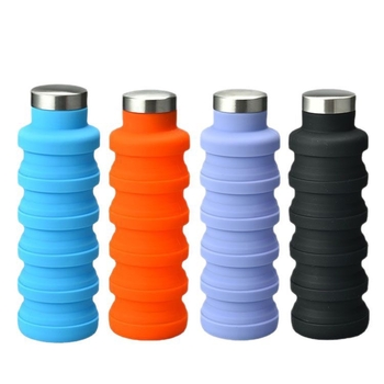 Bayzon Sticlă de apă sport cu capac retractabil și pliabil – pentru activități în aer liber; imprimare logo disponibilă; personalizare posibilă; plastic PP