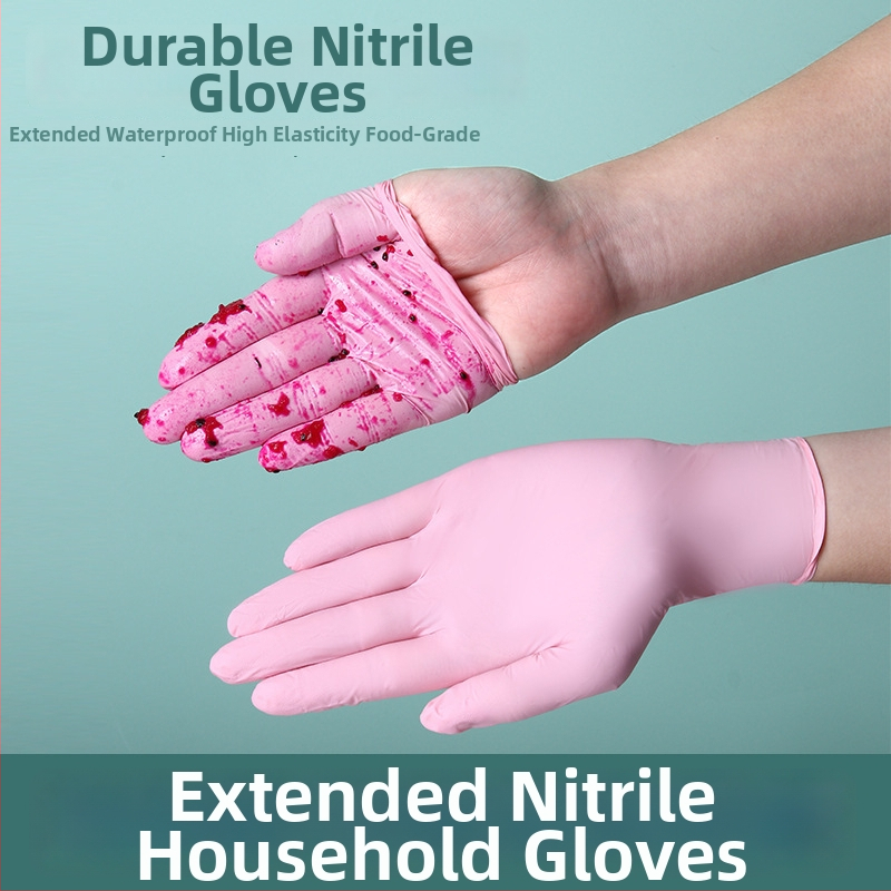 Γάντια νιτρίλιο μιας χρήσης για οικιακή εργασία και καθαρισμό κουζίνας, κατάλληλα για τρόφιμα, παχύτερα, μονόχρωμα, σετ 200 τεμάχια