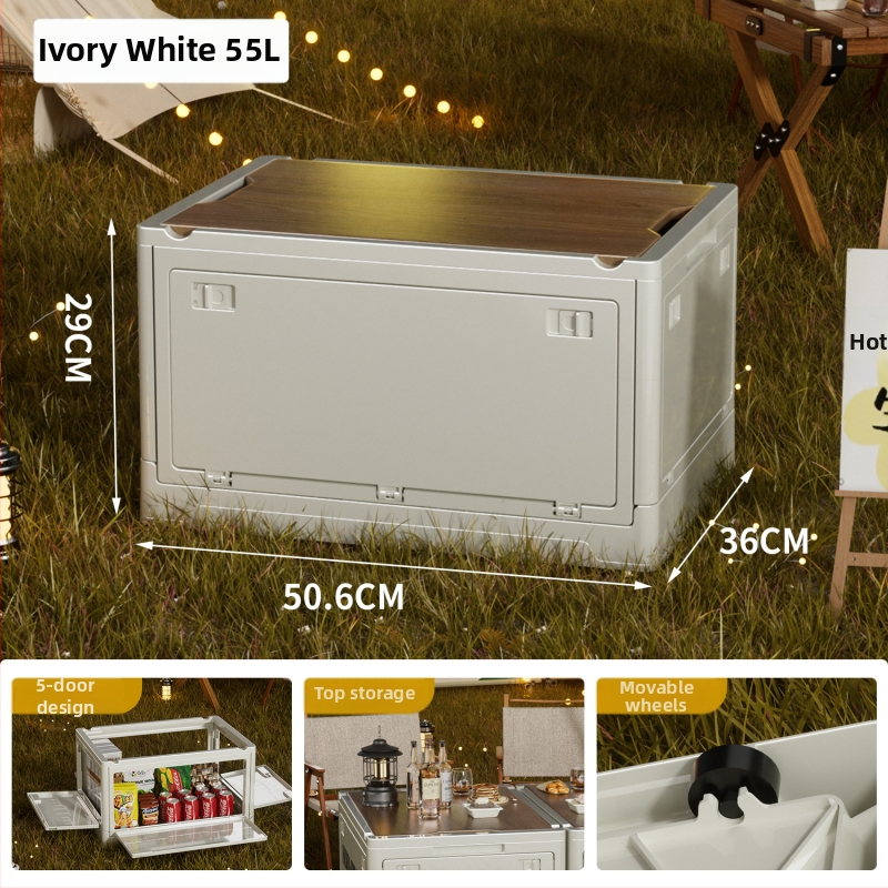 Box na skladovanie v industriálnom štýle, skladacia organizér s dreveným viečkom na sladkosti a hračky, objem 50–60 L; Materiál: density board + PP; S kolieskami; Model 2003