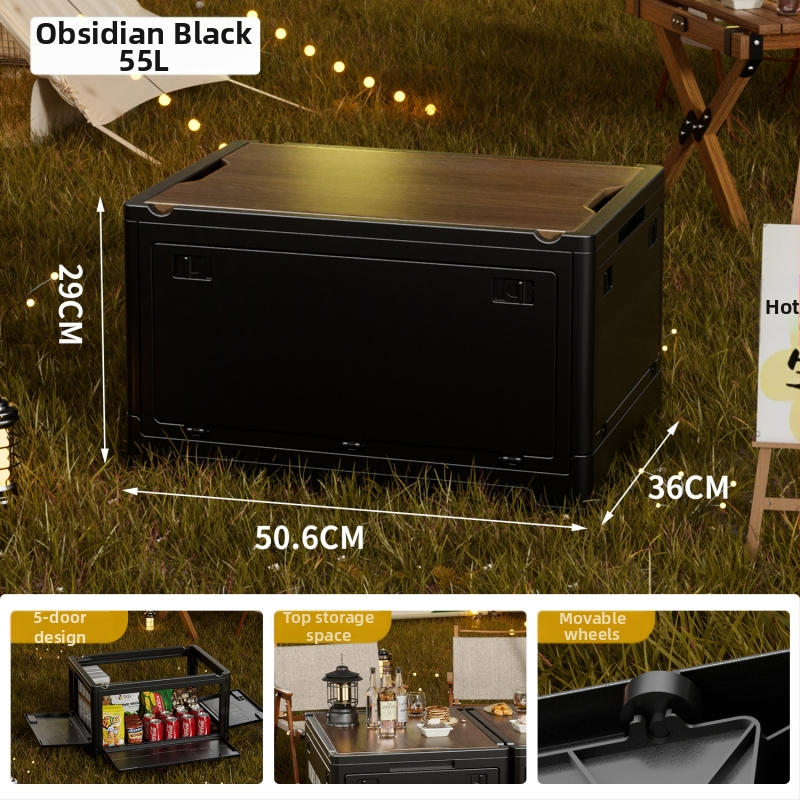 Box na skladovanie v industriálnom štýle, skladacia organizér s dreveným viečkom na sladkosti a hračky, objem 50–60 L; Materiál: density board + PP; S kolieskami; Model 2003