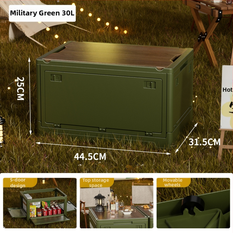 Box na skladovanie v industriálnom štýle, skladacia organizér s dreveným viečkom na sladkosti a hračky, objem 50–60 L; Materiál: density board + PP; S kolieskami; Model 2003