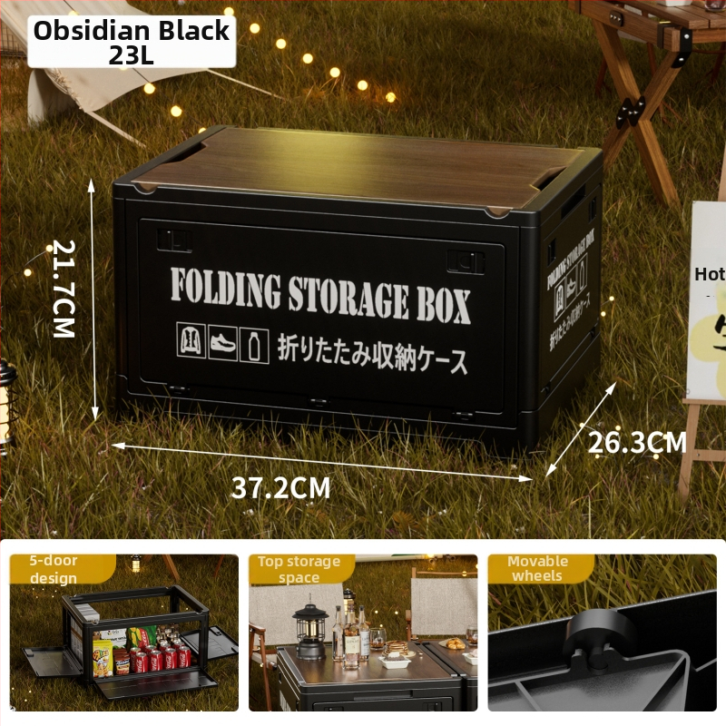 Box na skladovanie v industriálnom štýle, skladacia organizér s dreveným viečkom na sladkosti a hračky, objem 50–60 L; Materiál: density board + PP; S kolieskami; Model 2003