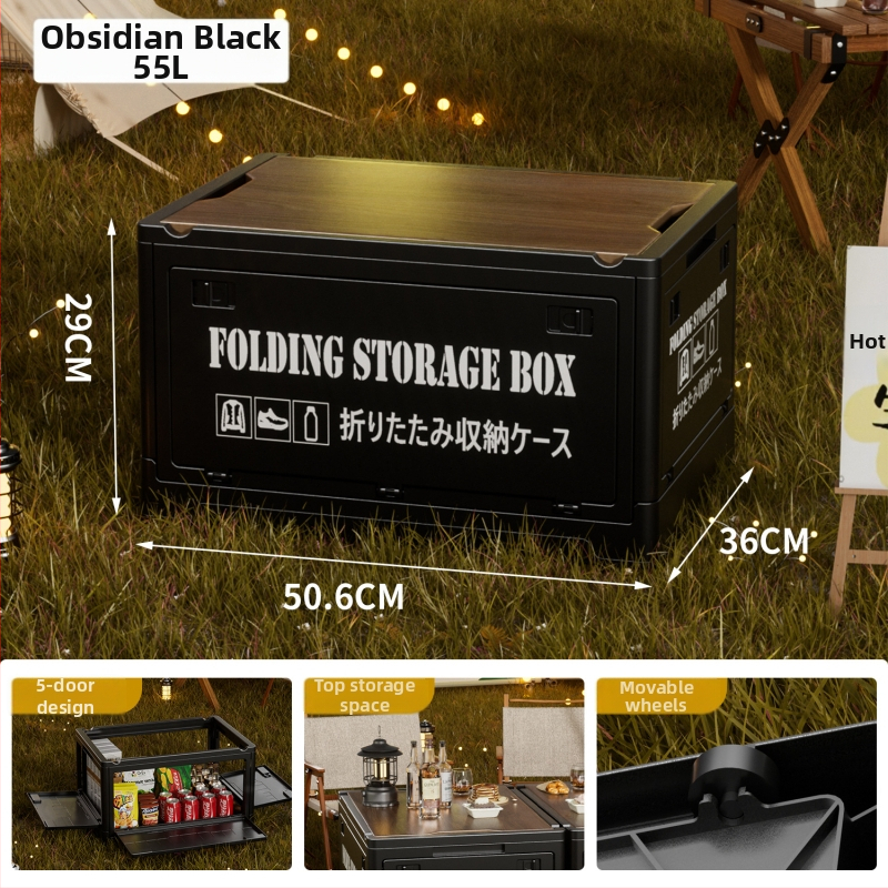 Box na skladovanie v industriálnom štýle, skladacia organizér s dreveným viečkom na sladkosti a hračky, objem 50–60 L; Materiál: density board + PP; S kolieskami; Model 2003