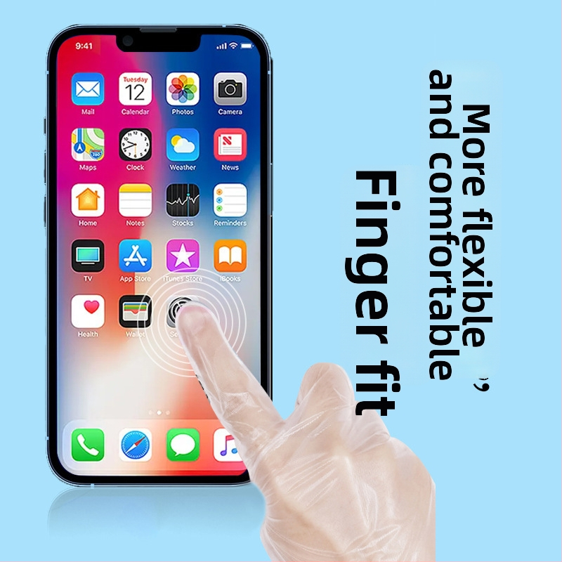 Γάντια μίας χρήσης για οικιακή χρήση από TPE, τρόφιμο-ποιότητα, διαφανής σχεδίαση, πάχος 0,02 mm, μήκος 28 εκ, 100 τεμάχια ανά κουτί