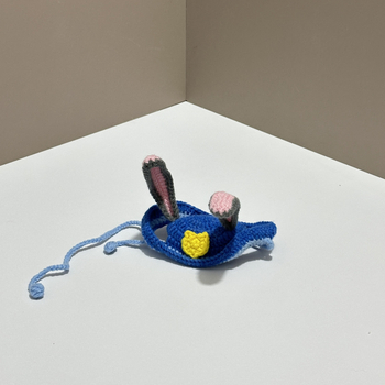 Šešir za kućne ljubimce s mačjim ušima, ručno pleteni, karikaturni uzorak, poliester, za sve sezone