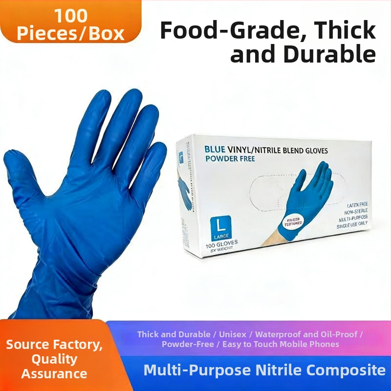 Mănuși de unică folosință din nitril compozit-latex, îngroșate, cu elasticitate ridicată, clasă alimentară, mănuși de protecție