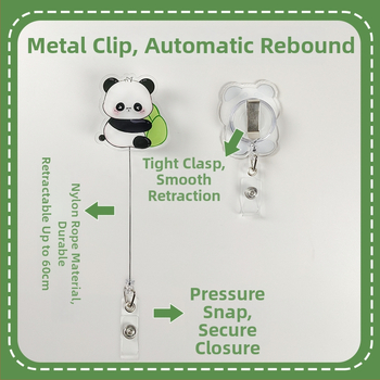 Akrylový vysúvací klip na ID kartu s tlačidlom; vhodný pre lekárov a sestry; možnosť potlače loga; nosnosť 0,1 kg