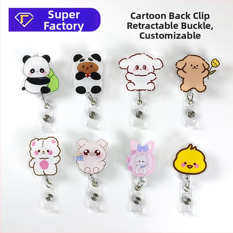 Akrylový vysúvací klip na ID kartu s tlačidlom; vhodný pre lekárov a sestry; možnosť potlače loga; nosnosť 0,1 kg