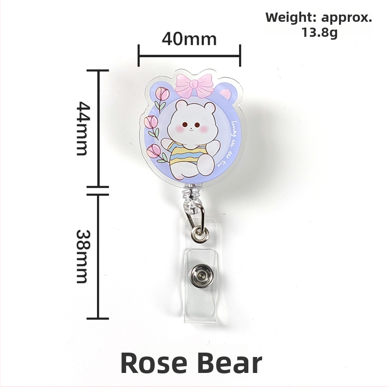 Akrylový vysúvací klip na ID kartu s tlačidlom; vhodný pre lekárov a sestry; možnosť potlače loga; nosnosť 0,1 kg