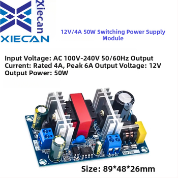 Izolovaný prepínaný napájací modul AC-DC, výstup 12V 4A, 50W, ochrana proti preťaženiu a prepätiu, nízka spotreba