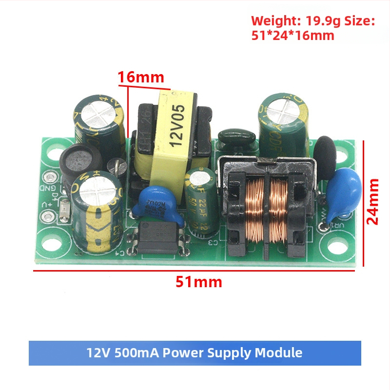 Modul de alimentare AC-DC cu comutatie, ieșire 12V DC, 0,5A, izolat, 5W, intrare 220V, tensiune constantă