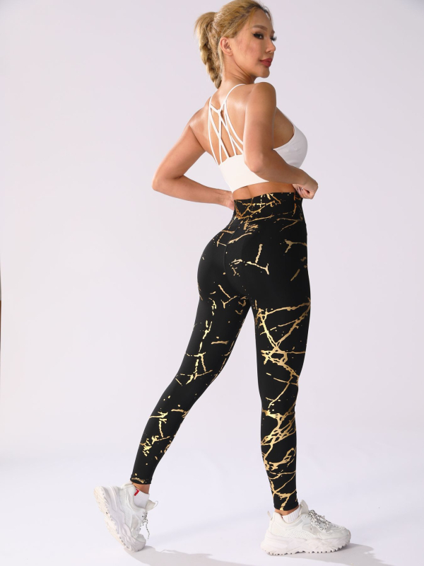 Joga hlače s visokim strukom, dizajn za podizanje kukova, odvlaživanje vlage i brzo sušenje, skraćena dužina.