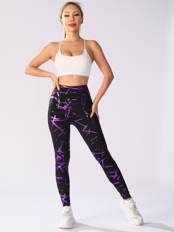 Joga hlače s visokim strukom, dizajn za podizanje kukova, odvlaživanje vlage i brzo sušenje, skraćena dužina.