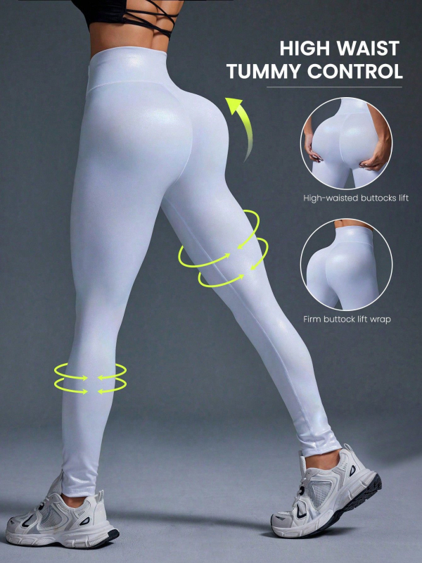 Joga hlače s visokim strukom, dizajn za podizanje kukova, odvlaživanje vlage i brzo sušenje, skraćena dužina.