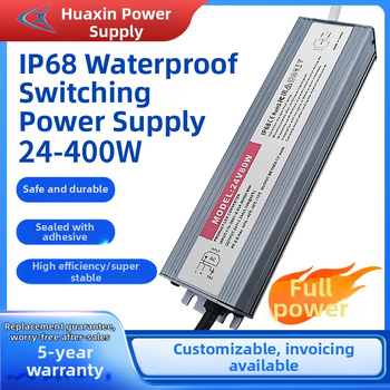 Преходно захранване AC/DC, IP68 водоустойчиво за външно използване, постоянно напрежение за LED светлинна кутия, охранителни системи и медицинско оборудване; изход 12/24/36/48V, вход 100-265V, мощност до 400W