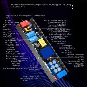 Вътрешно LED захранване с димер, вход 24V, DC12V константно напрежение на изхода, превключващ тип, 90% ефективност