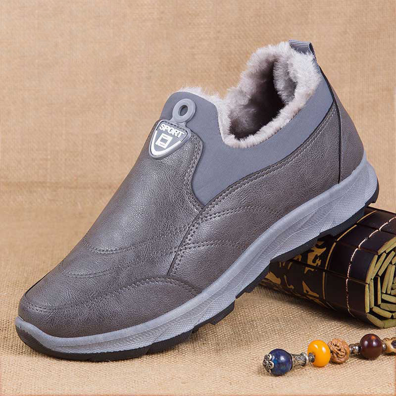 Зимни ботуши за сняг без връзки, подплатени флисово, с противоплъзгаща подметка и дебела изолация, горна част от синтетична кожа